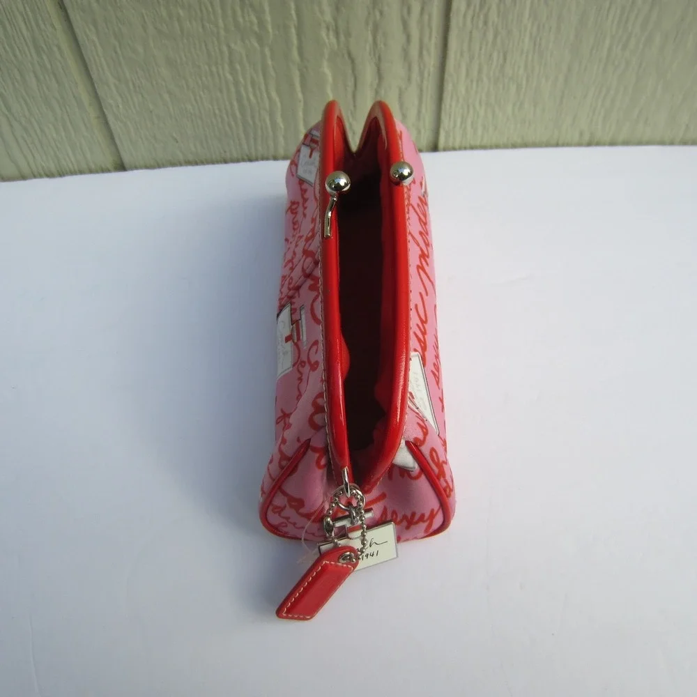 COACH LIMITED EDITION Satin Kisslock Perfume Bottle Print Framed Bag 8''X3''X3''